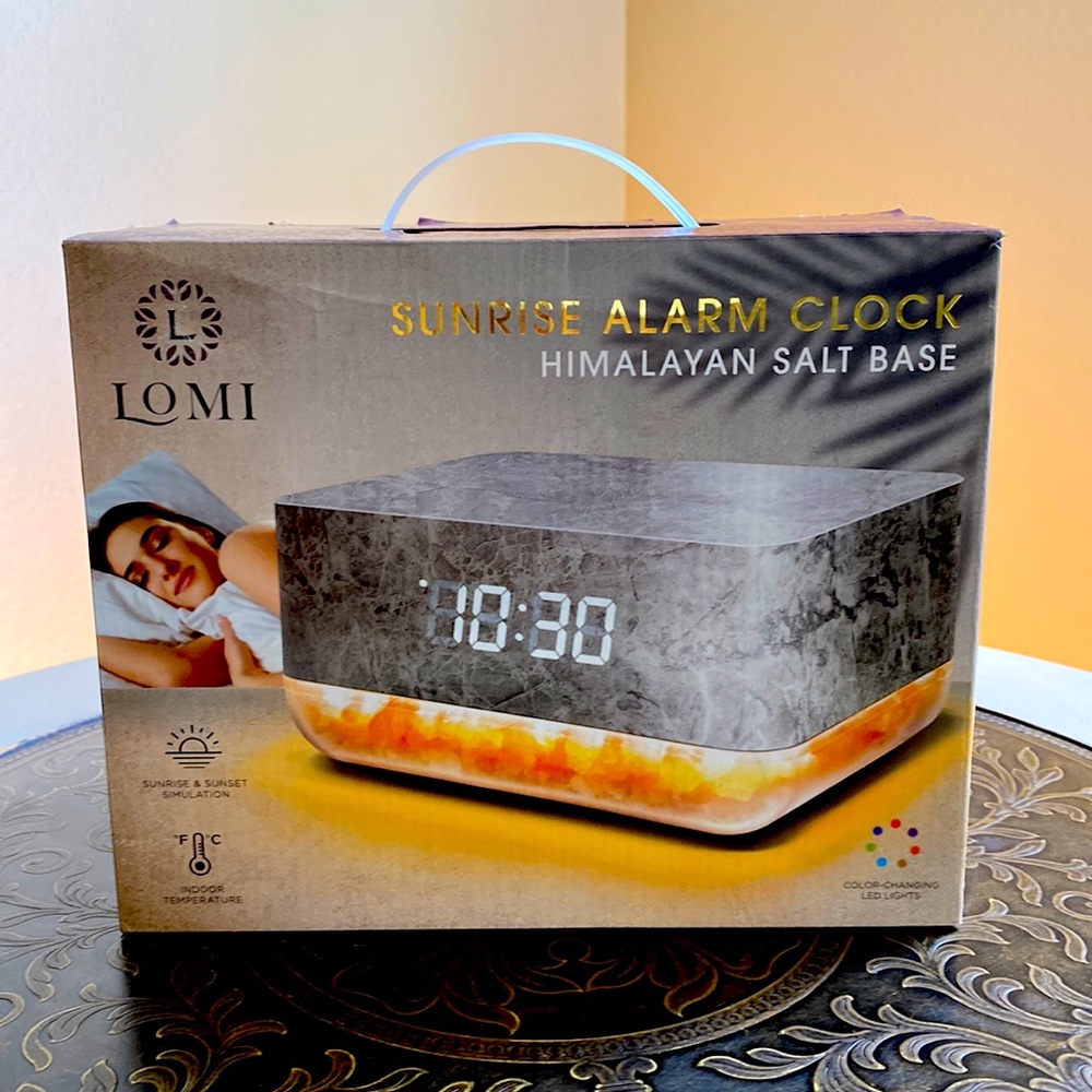 Sunrise Alarm Clock with Himalayan salt base with color changing led lig…